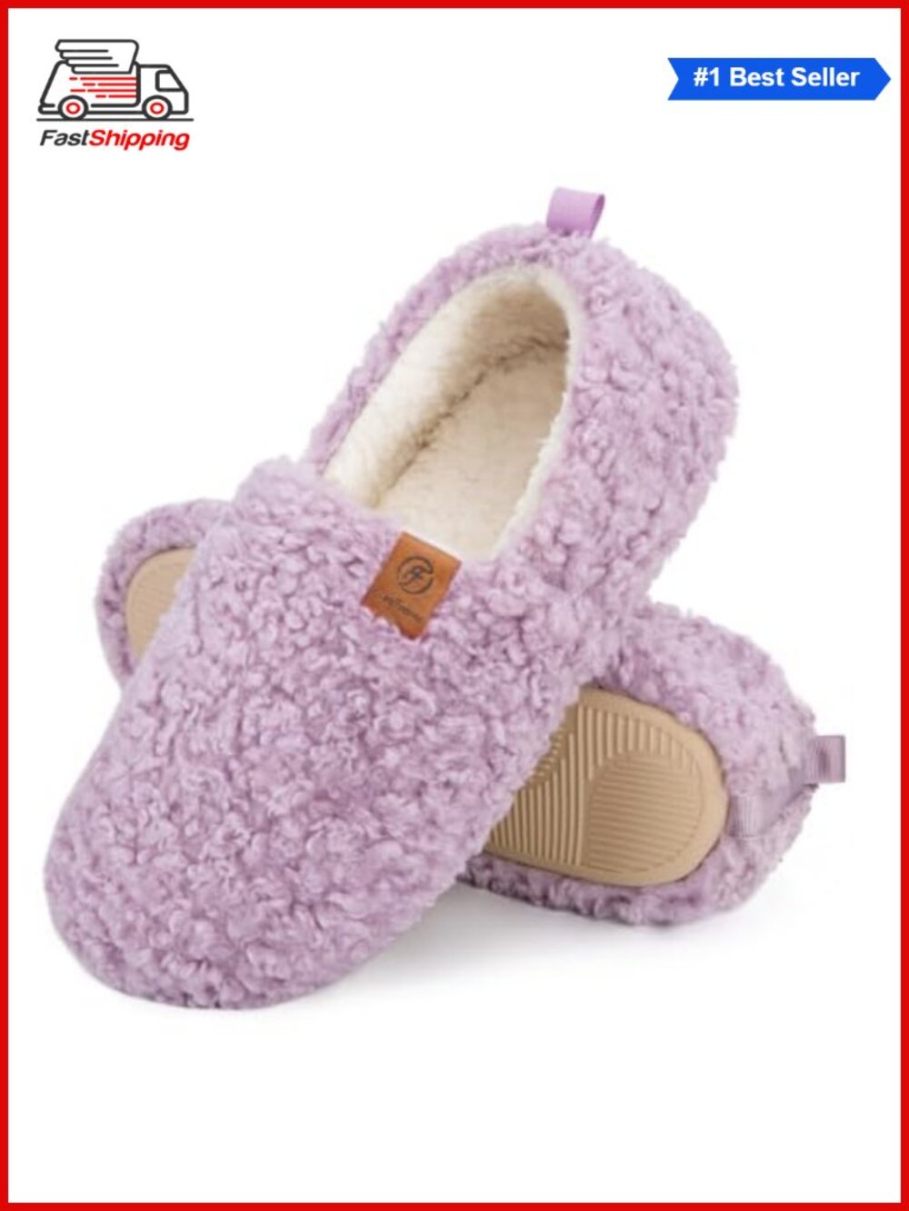 ✨EverFoams Women's Soft Curly Faux Wool Memory Foam Lightweight House Slippers